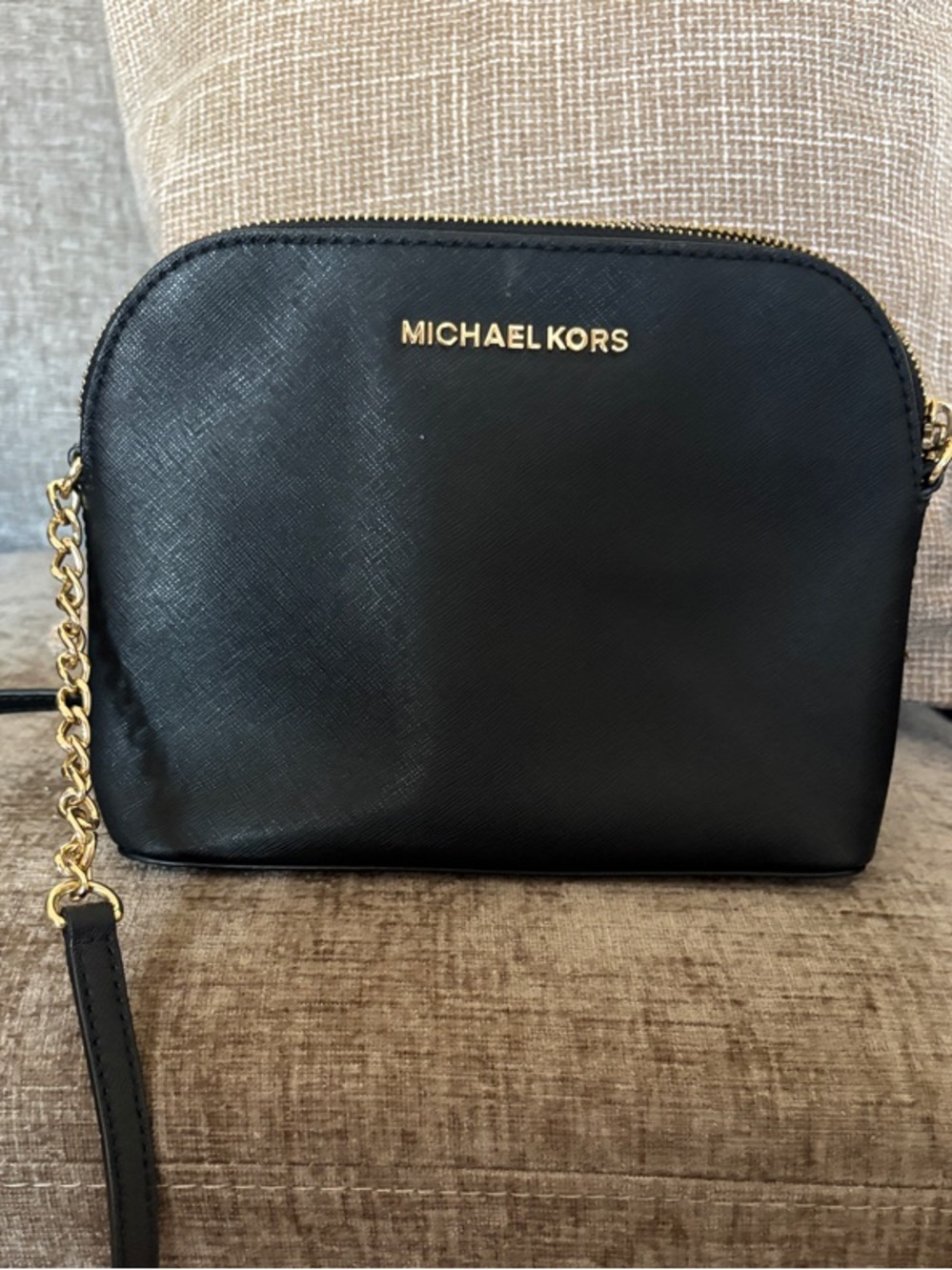 Michael Kors Black Crossbody with Gold Hardware